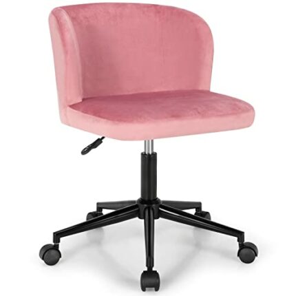 Velvet Home Office Leisure Vanity Chair Armless Adjustable Swivel (Color : Argento, Size : Light Grey)