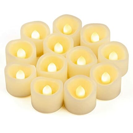 12 PCS LED Flameless Flickering Tea Lights Votive Candle Battery Operated/Electric Flicker LED Tealight Bulk Fake Candles for Halloween Christmas