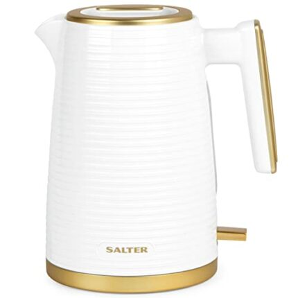 Salter EK5031WHT Palermo Electric 1.7L Kettle - 3000W Rapid Boil, 360° Swivel Base, Auto Shut-Off, Boil-Dry Sensor, Anti-Limescale Filter, Easy V