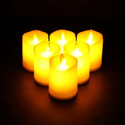 JHY DESIGN Set of 6 Flickering Battery Candles Plastic Flameless Candles Battery Powered with Moving Wick LED Electric Candles Fake Candle Tea Li