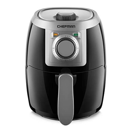 Chefman TurboFry 2-Litre Small Air Fryer, Compact Size, Easy-Set 60-Minute Timer for Fast and Healthy Cooking, Make French Fries, Chicken, Meat,
