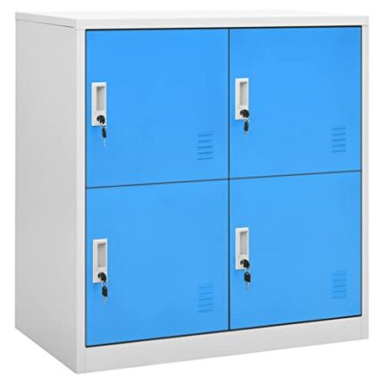 vidaXL 5x Locker Cabinets Home Office School Modern Locker-Style Storage Side Document Cabinet Organiser Cupboard Light Grey and Blue Steel