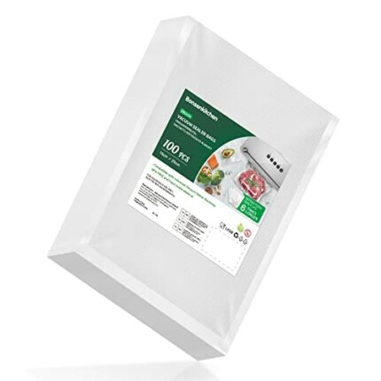 Bonsenkitchen Vacuum Food Bags 15x25 cm 100 Vacuum Machine Bags - Embossed Vacuum Bags for Food Storage and Sous Vide Cooking & Boilable - VB3204