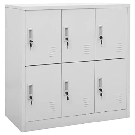 vidaXL 5x Locker Cabinets Home Office School Modern Locker-Style Storage Side Document Cabinet Organiser Cupboard Light Grey Steel