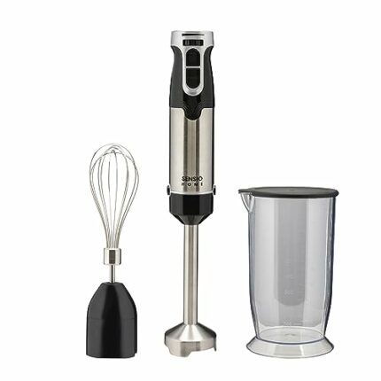 Sensio Home 1000W Super Powerful Hand Blender 3-in-1 Stainless Steel Stick Immersion Blender with Attachment, 700ml Mixing Beaker, Stainless Stee