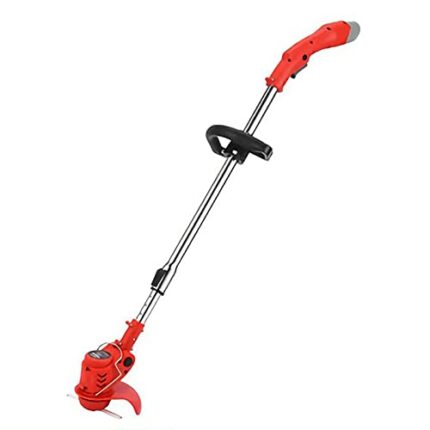 12V Power Grass Trimmer with Battery Powered Lawn Edger, Adjustable Handle and Height Electric Weed Eater Mower for Yard and Garden (Red)