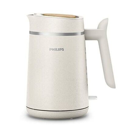 PHILIPS Eco Conscious Edition Kettle 5000 Series, 100% Bio-based plastics*, 1.7 L Capacity, Cordless + 360° Pirouette Base, Silk White Matt Finis