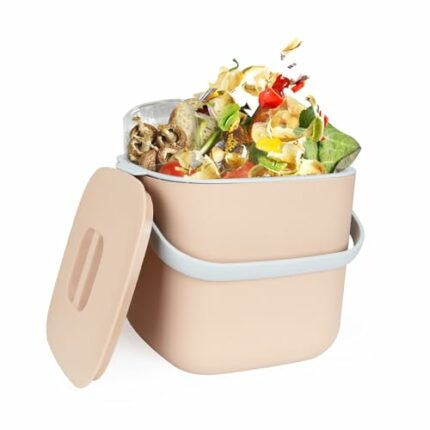 ASelected Kitchen Food Waste Compost Caddy Bin, Countertop Bin, 6.5L, For Food Waste Recycling, Plastic Container With Removable Filter Inner Buc