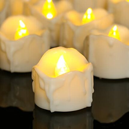 PChero 12 Packs Battery Operated LED Flameless Candles Flickering Electric Tea Lights with Timer, 6 Hours On and 18 Hours Off Per Cycle for Home