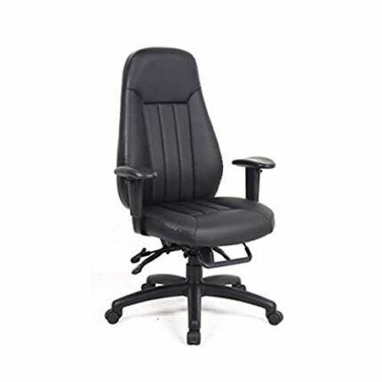 WALNUT High-Back, Leather Executive, Swivel, Adjustable Office Desk Chair with Casters, Black