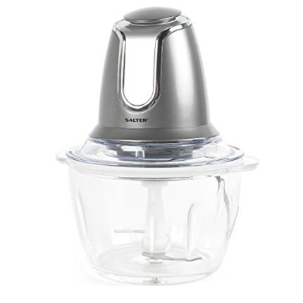 Salter EK3264GUNMETAL Cosmos Electric Chopper – Mini Universal Chopper with Stainless Steel Blades, 1.2L Food Chopper for Vegetables, Fruit and N
