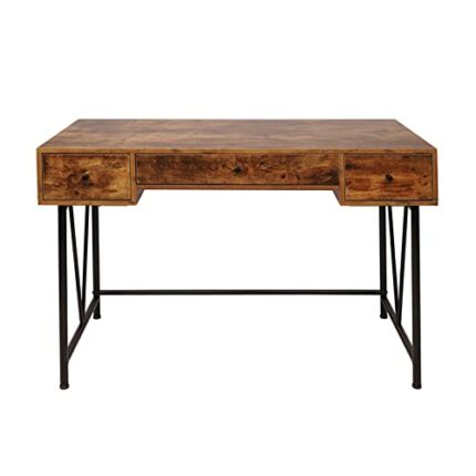 ZCMEB Computer Desk 47 Inch Home Office Writing Small Desk Simple Style Computer Desk Black Metal Frame