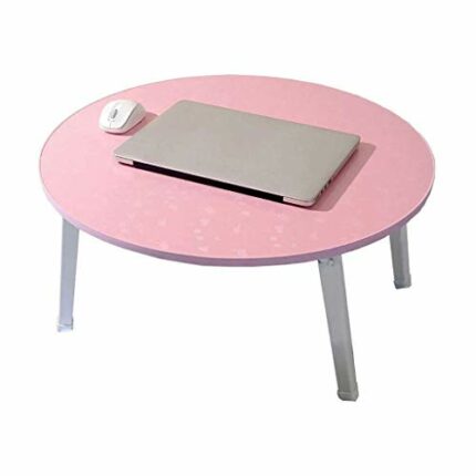 WALNUT Pink Computer Desk, Round Table Simple Bedroom Home Room Table Folding Computer Desk