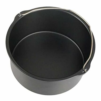 Air Fryer Cake Barrel Tin, Non-Stick Baking Pan Air Fryer Tray DIY Sturdy Steel Pizza Pan Cake Barrel With Handle Bread Cake Basket Air Fryer Acc