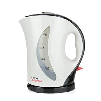 Kitchen Perfected 2000W 1.7L Electric Cordless Kettle - Dual Water Level Windows & Cup Indicators - Washable Filter - On/Off Indicator Light -Aut