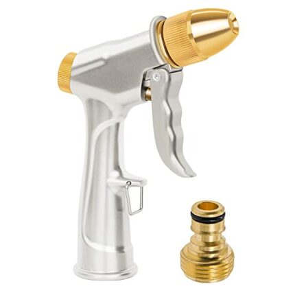 Upgrade Garden Hose Nozzle Sprayer, 100% Heavy Duty Metal Handheld Water Nozzle High Pressure in 4 Spraying Modes for Hand Watering Plants and La