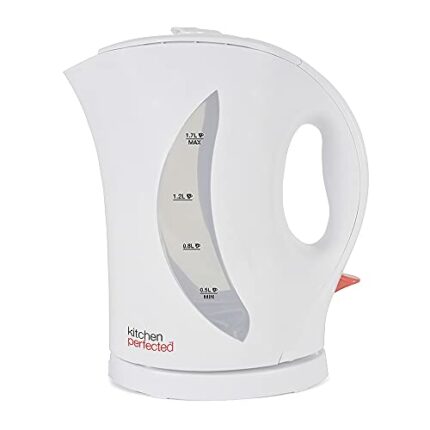Kitchen Perfected 2000W 1.7L Electric Cordless Kettle - Dual Water Level Windows with Cup Indicators - Washable Filter - On / Off Indicator Light