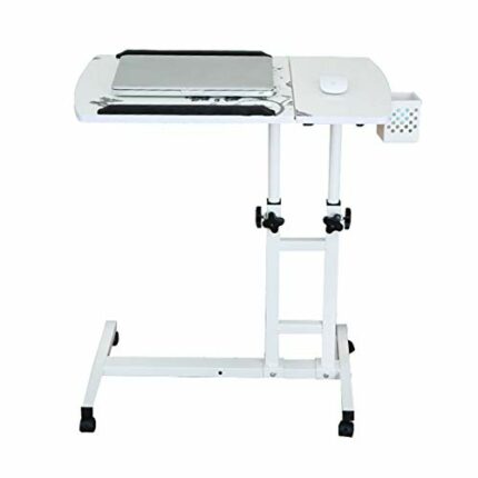 ZXYWW Laptop Table Computer Workstation, Portable Side Table with Height Adjustable & Movable Wheel for Home Office Use
