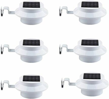 Ulalaza 6Pcs Outdoor Solar Gutter Lights Smart LED Night Light for Yard Driveway Lawn Pathway (White)