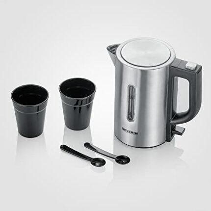 Severin - Electric kettle 0.5 liter 1100 watt - Steel/Black (24477)