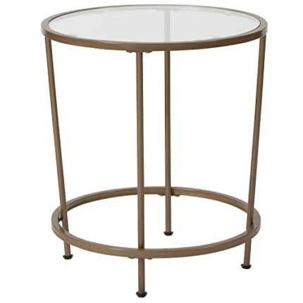 Flash Furniture Glass End Table, Clear/Brushed Gold, Set of 1