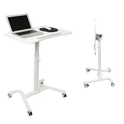 Stephan Roberts Height Adjustable Portable Desk Sit Stand Mobile Laptop Rolling Work Station Cart for School, Office, Home, Lecture Podium for Cl