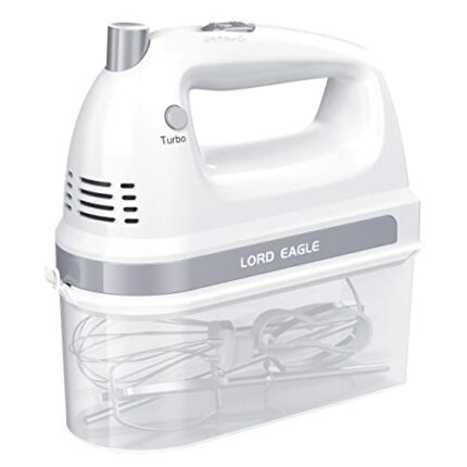 Lord Eagle Electric Hand Mixer Mini, 300W Power Handheld Mixer Kitchen for 5-Speed Baking Cake Egg Cream Food Beaters Whisk, with Snap-On Storage