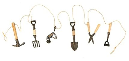 Potty Feet Daisy n Jack Handmade Decorative Garden Tools Potting Shed Gardland Set 2 - Produced From Sustainably Sourced Yam Wood and Recycled Me
