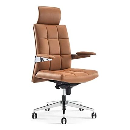 YT.JYUERI Relax Comfortably Safe Office Chair Ergonomic High-Back Cowhide Leather Executive Chair, with Armrests and Headrest Computer Chair