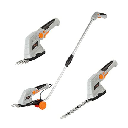 VonHaus 7.2V 2 in 1 Grass and Hedge Trimmer - Battery Powered Cordless, Interchangeable Blades, Easy Tool Blade Change, Telescopic Handle & Troll
