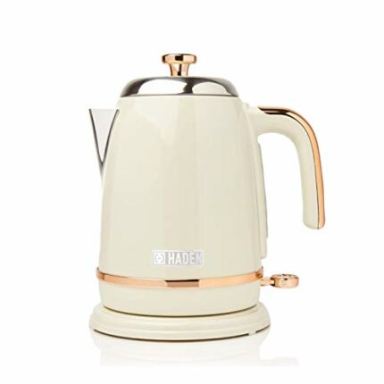 Haden Salcombe Cream Kettle - 1.7L Capacity - Lightweight - Easy To Fill - Boil Dry Protection - Cordless 3000W Fast Boil Kettle - Painted Stainl