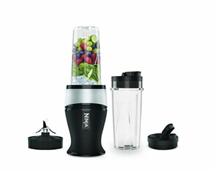 Ninja 700W Slim Blender & Smoothie Maker, 2x 470ml Cups with Spout Lids, Personal Blender, Crush Ice & Frozen Fruit, Silver/Black QB3001UKS