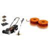 WORX WG927E Dual 20V Battery 34cm Cordless Lawn Mower & 18V (20V MAX) Cordless Grass Trimmer and Worx Spool & Line to Fit All 20 V Cordless Grass