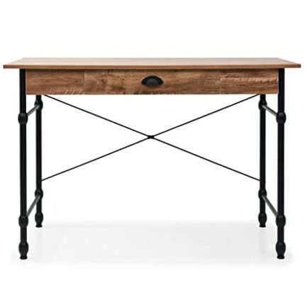 DINGZZ Computer Desk with Drawer, MDF + steel Writing Table, Office Furniture Antique Green 90x50x76.5 cm