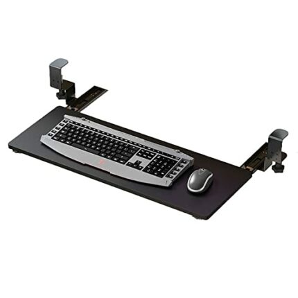 WANGFENG Adjustable Keyboard Tray - Ergonomic Under Desk Computer Keyboard & Mouse Platform Tray C- Clamp On Computer Drawer Extender for Home or