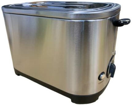 Vanilla Leisure Camping Toaster - 220v/240v 2 Slice Camping Toaster Electric Low Wattage - Stainless Steel Caravan Toaster Low Wattage with Auto