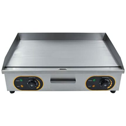 Commercial Electric Griddle,66cm Electric Countertop Flat Top Griddle,1750W x2 Teppanyaki Stainless Steel Grill with Dual Temperature Control 50-