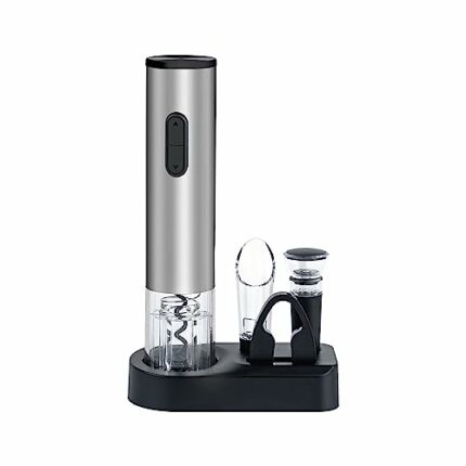 Mcbazel Electric Wine Bottle Opener Set,Automatic Electronic Corkscrew, Battery Operated Wine Opener Kit with Foil Cutter Vacuum Stopper Wine Aer
