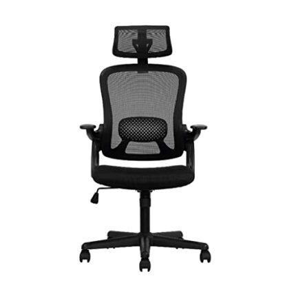 ZCMEB Mainstays Ergonomic Office Chair With Adjustable Headrest, Black Fabric, 275lb Capacity