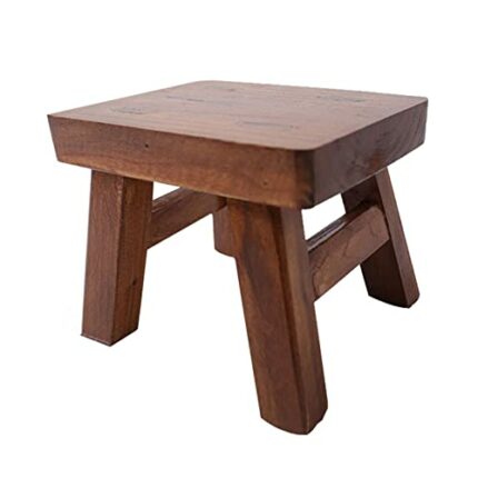 Footstool 4 Legs Hallway Home Decor Bathroom Stable Bedroom Solid Step Ladder Furniture Gift Portable Wooden Stool with Foot Stool Footrest (Colo