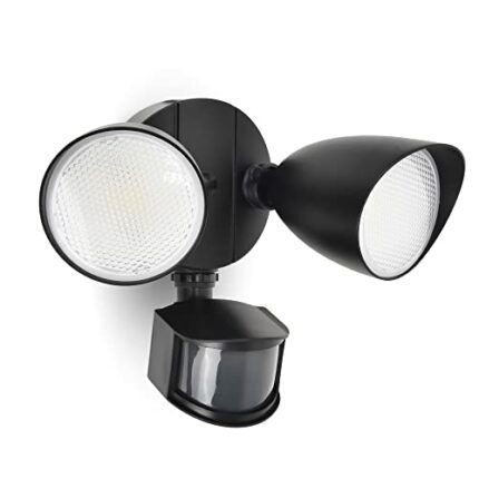 LUTEC 23.5W PIR LED Security Light Outside Lights with Sensor Floodlight with PIR 1700 LM LED Integrated Twin Heads Flood Light, Exterior for Pat