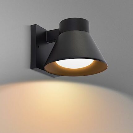LUTEC LED Outdoor Wall Lights, 450LM Outdoor Wall Lights Mains Powered Waterproof Black Finish Anti-Rust Led Wall Light, Decorative Outdoor Light