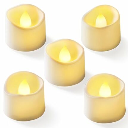 Homemory 12Pcs Battery Operated Tealights Candles, Flameless Flickering Tealights, 200+Hours Fake Electric LED Candles Tea Lights for Votive, Cen