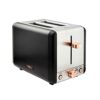 Tower T20036MNB Cavaletto 2-Slice Toaster with Defrost/Reheat, Stainless Steel, 850W, Midnight Blue and Rose Gold
