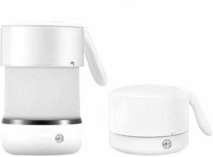 Foldable Electric Kettle for Travel - 500ML Electric Silicone Water Boiler BPA-Free Hot Tea Heater Dual Voltage Collapsible Kettle with Stainless
