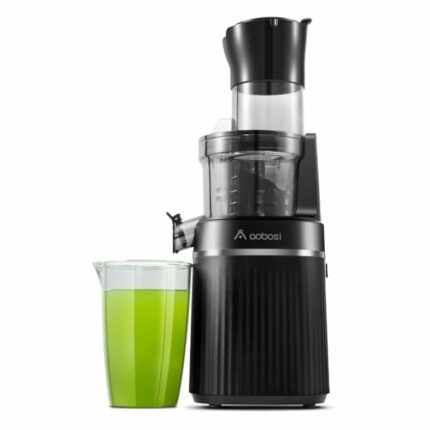 Juicer Machines, Aobosi Slow Masticating Juicer with 8CM Large Feed Chute, Cold Press Juicers for Whole Fruit and Vegetable with Easy to Clean Br