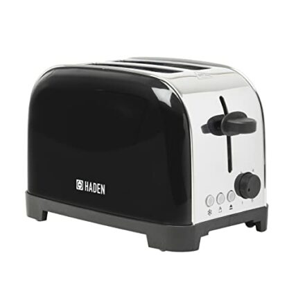 Haden Iver Black Toaster 2 Slice - Compact Design with 6 Browning Settings & Anti-Jam Function - 2 Slice Toaster Wide Slot - Easy to Clean with R