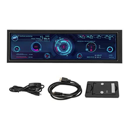 VBESTLIFE 8.8 Inch IPS Computer Data Monitor, 1920x480 Temperature Monitor, PC CPU RAM HDD Data Display Screen, Sensor Panel Display,for RPi
