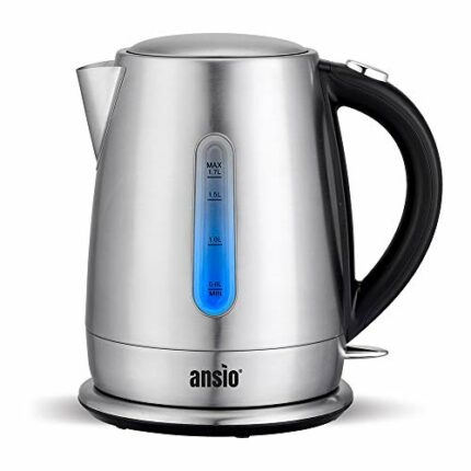 ANSIO Electric Kettle Stainless Steel Kettle 1.7L Cordless Kettle 3000W Removable Filter, Boil Dry Protection & Auto Shut Off, BPA Free