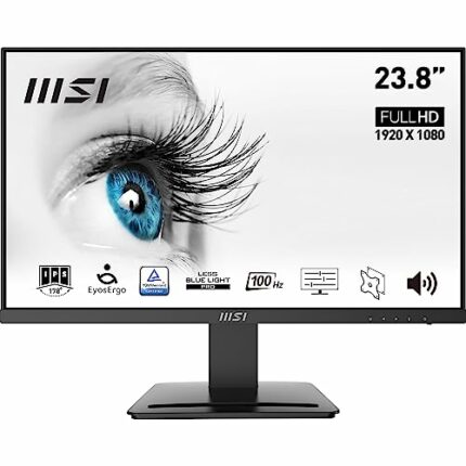 MSI PRO MP243X 23.8 Inch Monitor, Full HD (1920 x 1080), 100Hz, IPS, 4ms, HDMI, DisplayPort, Built-in Speakers, Anti-Glare, Anti-Flicker, Less Bl